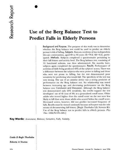 Berg Balance Test Balance Ability Sensitivity And