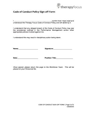 Code Of Conduct Signature Page Form Fill Out And Sign Printable Pdf