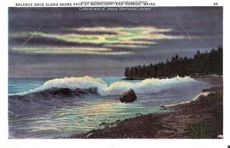 Balance Rock Along Shore Path By Moonlight Bar Harbor Ca 1930