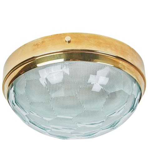 Rewire Multifaceted Glass And Brass Flushmount Ceiling Light