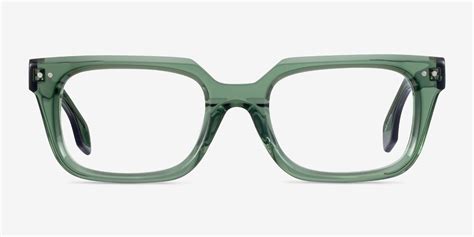 kit rectangle clear green glasses for men eyebuydirect