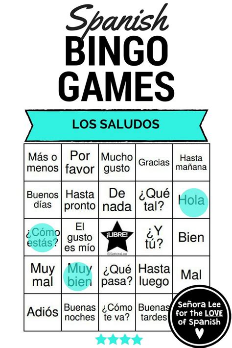 Spanish Greetings Bingo Game And Vocabulary Lists Spanish 1 Spanish