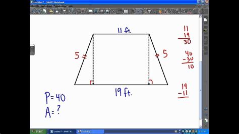 Act Math Geometry Area Of An Isosceles Trapezoid Youtube