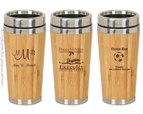 Laser Engraved Bamboo Travel Coffee Mug