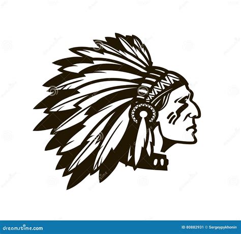 American Indian Chief Logo Or Icon Stock Vector Illustration Of
