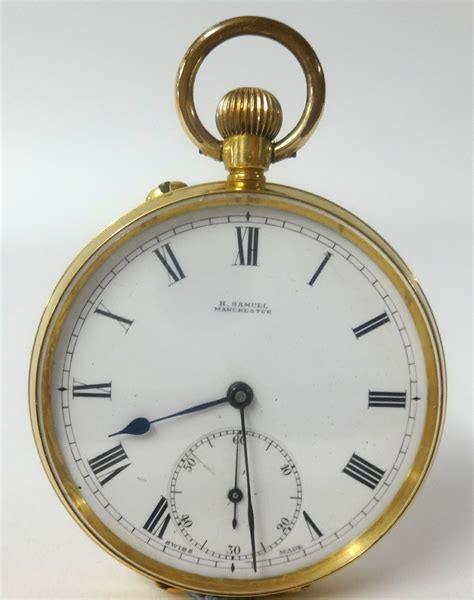 Hsamuel Manchester A 9ct Open Face Pocket Watch The Back Plate With