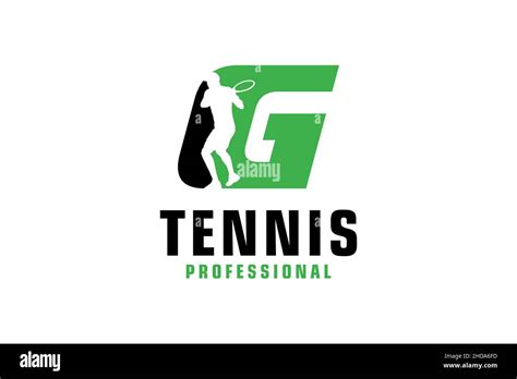 Letter G With Tennis Player Silhouette Logo Design Vector Design