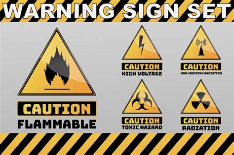 Premium Vector Set Of Caution Caution Yellow Sign