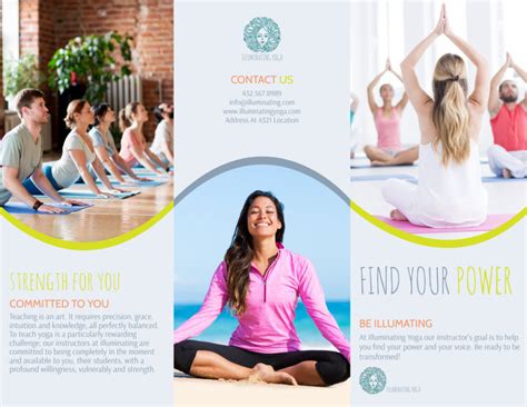 yoga instructor info tri fold brochure template