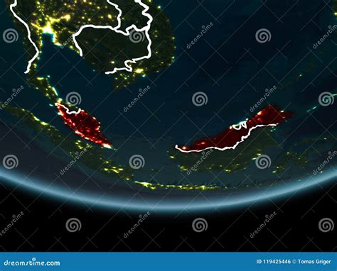 Malaysia On Earth From Space At Night Stock Illustration Illustration
