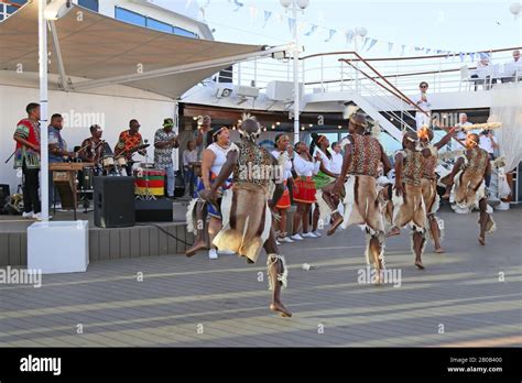 A Zulu Cultural Group Perform For Passengers On Azamara Quest Cruise