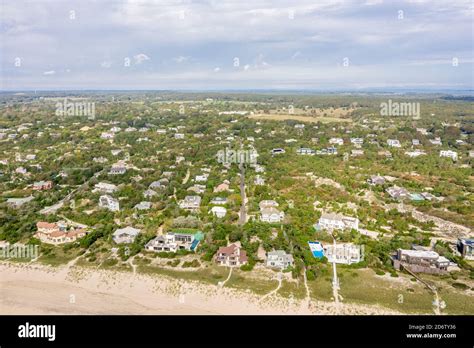 Aerial Image Of Homes Along The Coast In Amagansett Ny Stock Photo Alamy