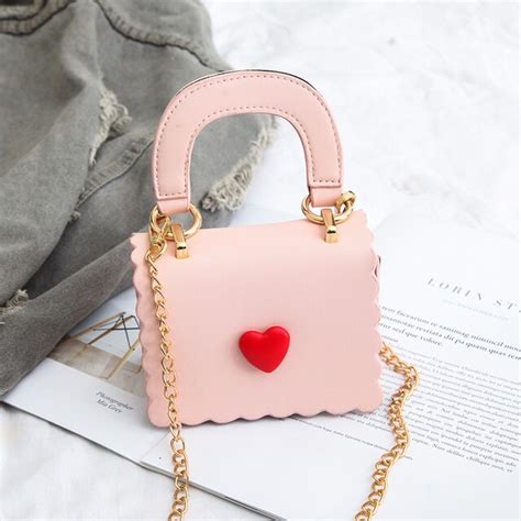 Cute Kids Mini Clutch Purse Heart Printing Baby Girls Messenger Bag