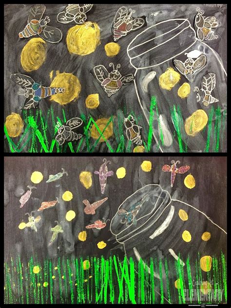 Exploring Art Elementary Art 2nd Grade Firefly Paintings Spring Art