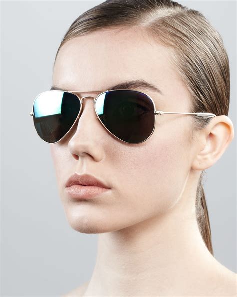 Lyst Ray Ban Aviator Sunglasses With Flash Lenses In Black