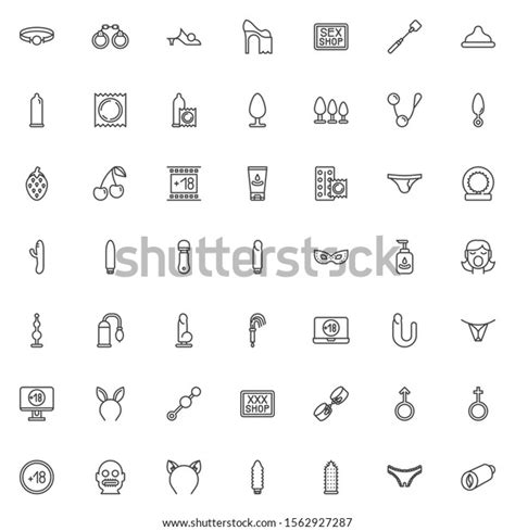Sex Shop Line Icons Set Linear Stock Vector Royalty Free 1562927287