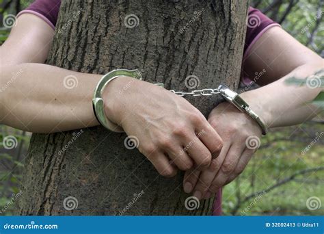 Woman Tied To A Tree In The Forest Stock Photos Image