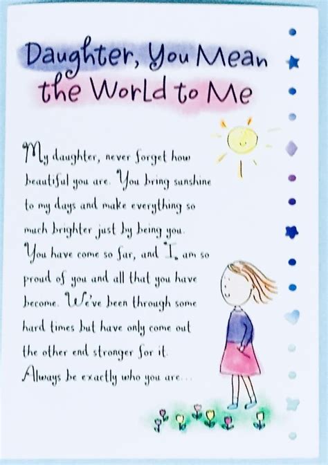 Feb 22, 2021 · beautiful 'happy birthday daughter' images, with birthday wishes and quotes for wishing your daughter a wonderful birthday. Daughter You Mean the World to Me greeting card girl for ...