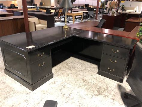 Black Traditional L Shape Desk Used Superior Office