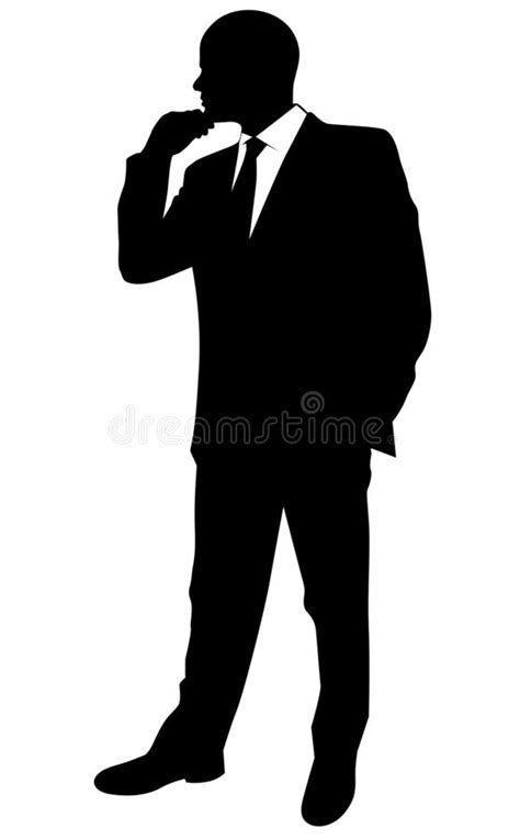 Silhouette Of A Business Man In A Suit Standing Stock Illustration