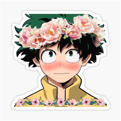 Cute Deku Flower Crown Sticker By Dumplings2121 Redbubble