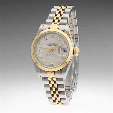 Ladies Rolex Oyster Perpetual Datejust 18k Gold And Ss With