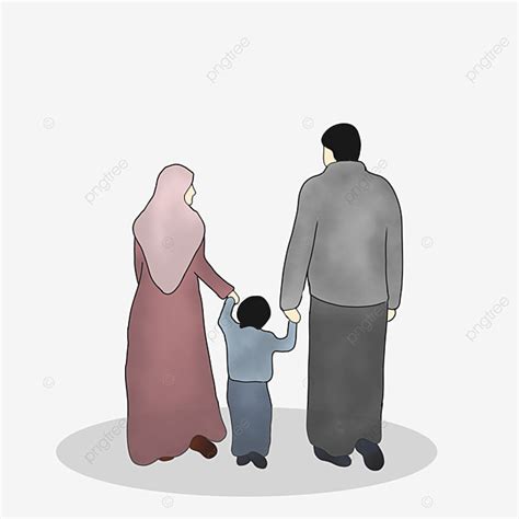 Gambar Ibu Keluarga Muslim Ayah Dan Anak Kecil Potret Keluarga