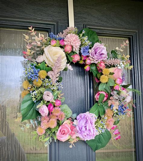 Luxury Faux Flower Front Door Wreath Door Decor Sparkles And Glitter