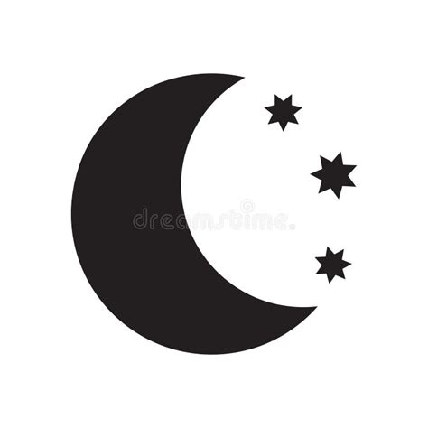 Crescent Moon With Stars Icon On White Background Night Icon Crescent