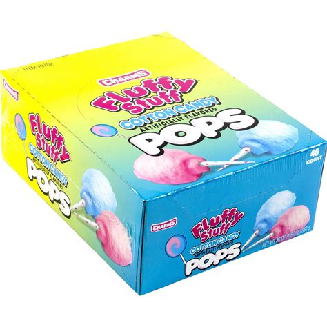 Charms Fluffy Stuff Cotton Candy Pops 48 Count 30 Oz