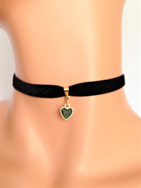 Heart Velvet Choker Black Heart Choker Black Velvet Choker Etsy