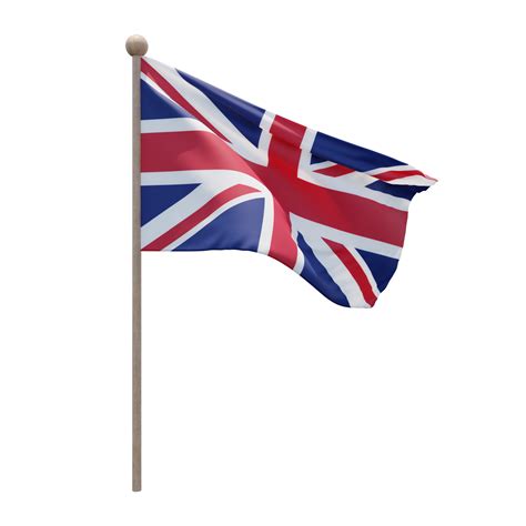 United Kingdom 3d Illustration Flag On Pole Wood Flagpole 11285256 Png