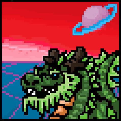 8 Bit Dragon And Planet By Dangernoodl Redbubble