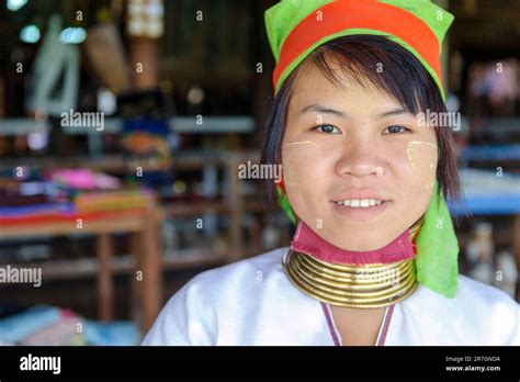 Long Neck Karen Padaung Kayah Woman Inle Lake Myanmar Burma Stock