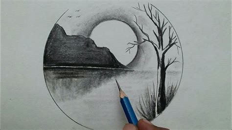 Very Easy Scenery For Beginners Step By Step Nature Pencil Drawing YouTube