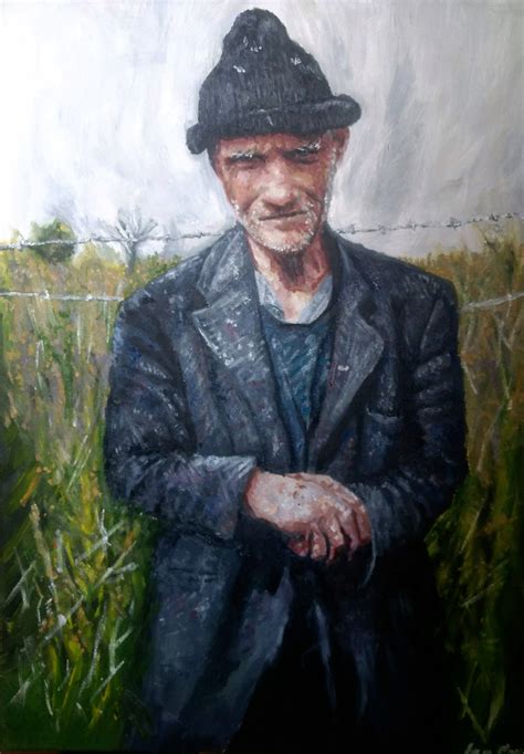 Oil Painting Of Old Man In Field Painting Oil Painting Portrait