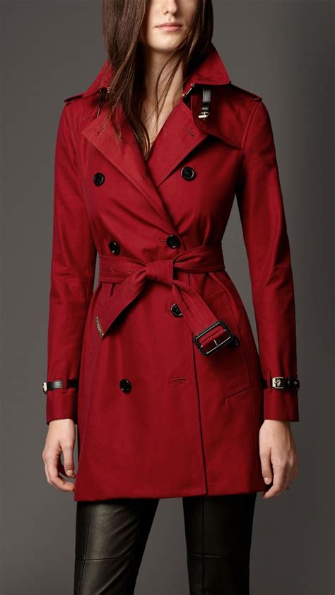 Cotton Gabardine Leather Detail Trench Coat Trench Coats Women