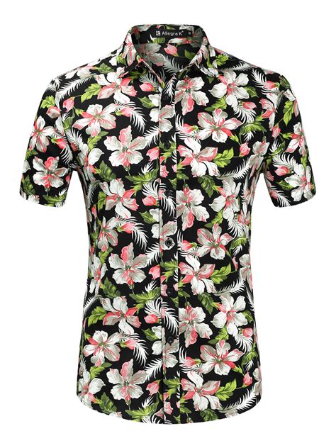I'm not a fan of traditional hawaiian shirts. Unique Bargains - Men Floral Print Slim Fit Short Sleeve ...