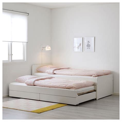 La struttura letto non è dotata di testiera. SLÄKT Struttura letto/letto/contenitore, bianco, 90x200 cm ...