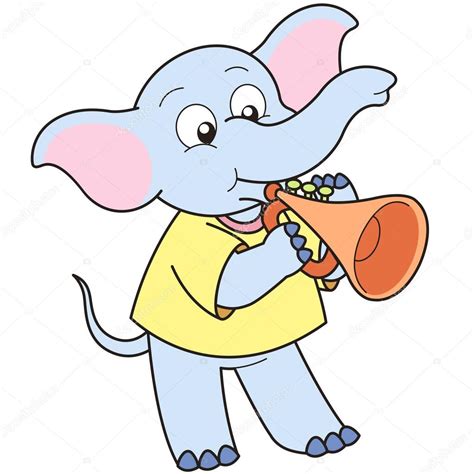 Cartoon Elephant Playing A Trumpet Stock Vector Image By ©kchungtw