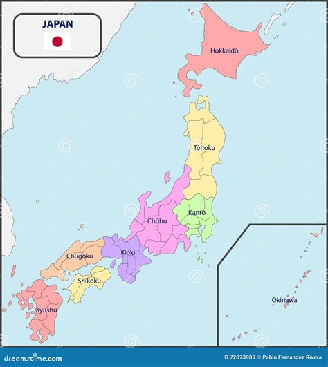 Political Map Of Japan With Names Stock Vector Illustration Of Region