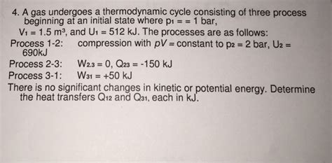 Solved A Gas Undergoes A Thermodynamic Cycle Consisting Of