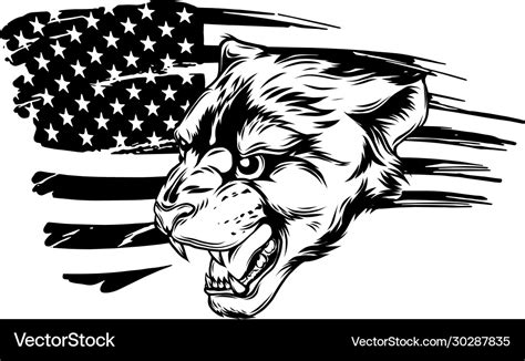 Cougar Panther Mascot Head Graphic Art Royalty Free Vector