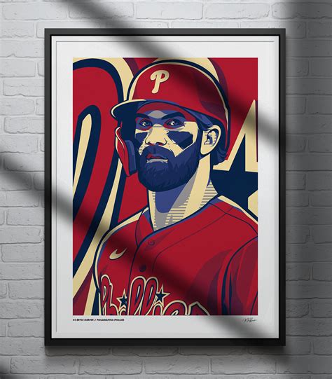 Bryce Harper Poster Philadelphia Phillies Baseball Illustrated Art