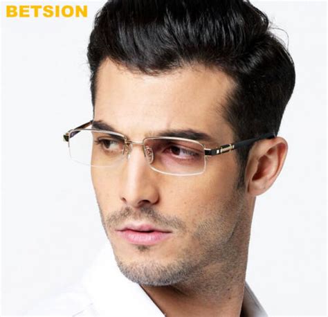 Men S 100 Pure Titanium Eyeglass Frames Half Rimless Glasses Rx Able Eyewear Ebay