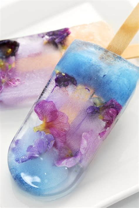 Homemade Edible Flower Ice Pop Popsicle Stock Image Image Of