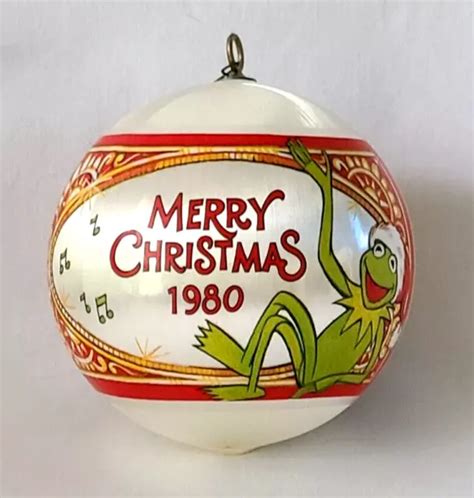 Vintage 1980 Hallmark Jim Hensons Muppets Kermit Satin Ball Christmas