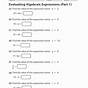 Evaluating Expressions Worksheets