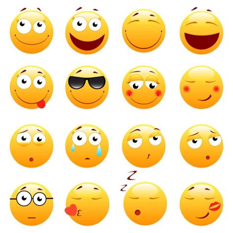 Set Of 3d Cute Emoticons Emoji And Smile Icons Isolated On White