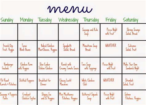 31 Days Of Dinners A Menu Plan For The Whole Month The Chirping Moms